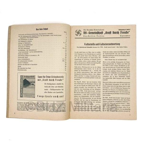 Kraft durch Freude (KdF) - Heft 9 - September 1937 - Gau Hessen-Nassau