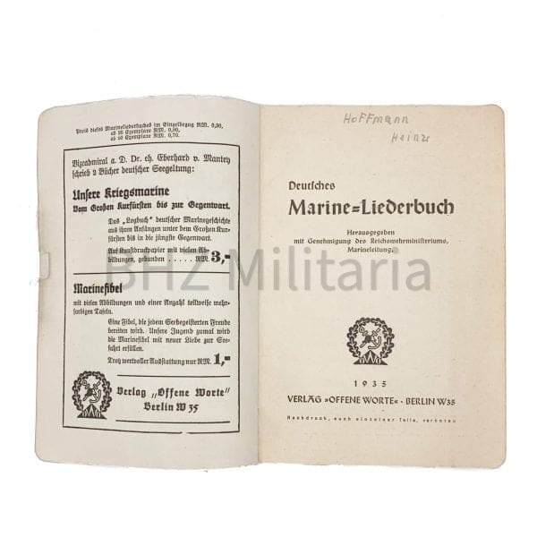 Deutsches Marine Liederbuch 1935