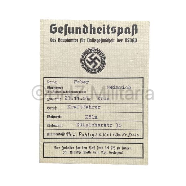 Gesundheitspass NSDAP