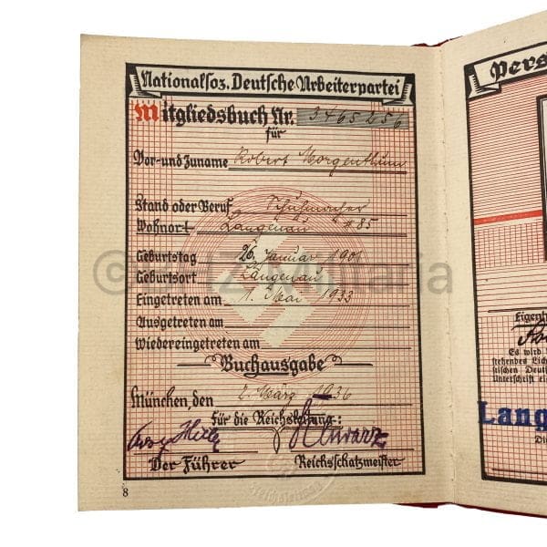 NSDAP Membership Booklet