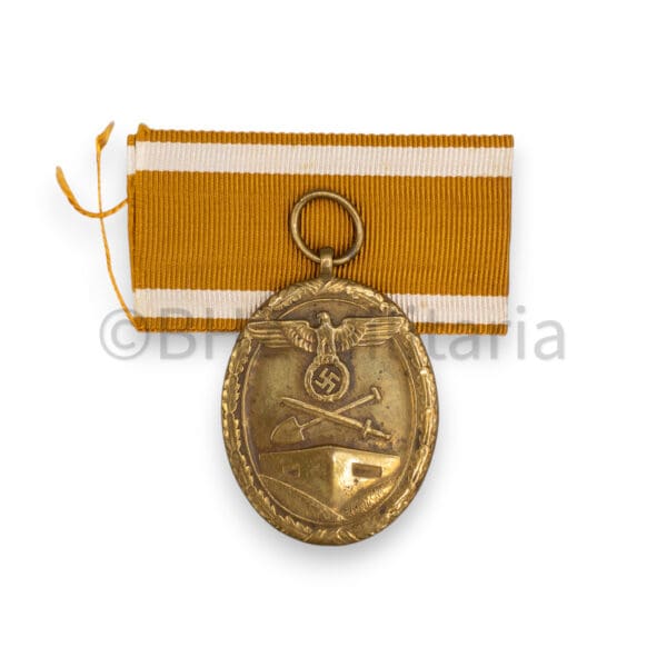 Westwall Medal Carl Poelath with pouch and Feldspange