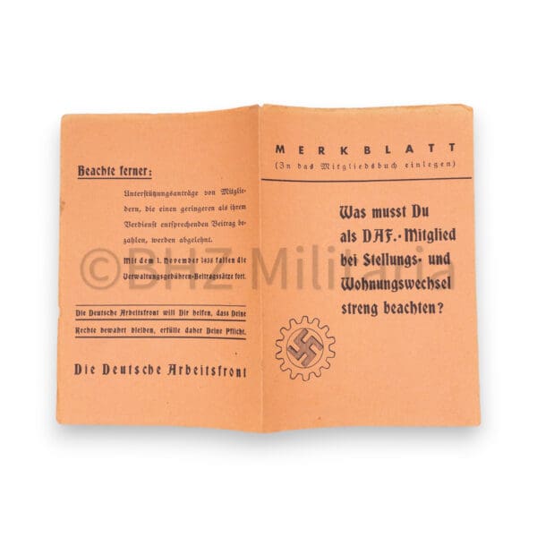 Deutsche Arbeitsfront (DAF) Mitgliedsbuch