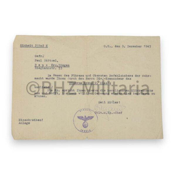 set ijzeren kruis 1939 2e klasse met documenten