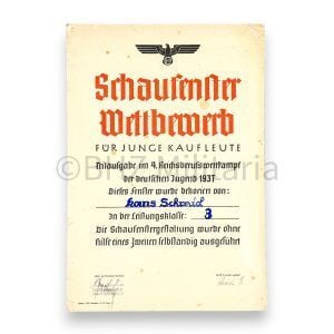 Beteiligungs Urkunde 4. Reichsberufswettkampf der German Youth 1937