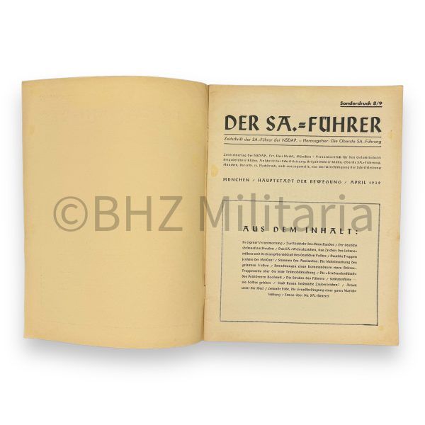 der sa führer – zeitschrift der sa führer der nsdap – sonderdruck 8/9