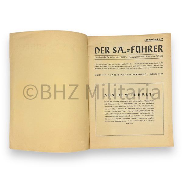 der sa führer – zeitschrift der sa führer der nsdap – sonderdruck 6/7