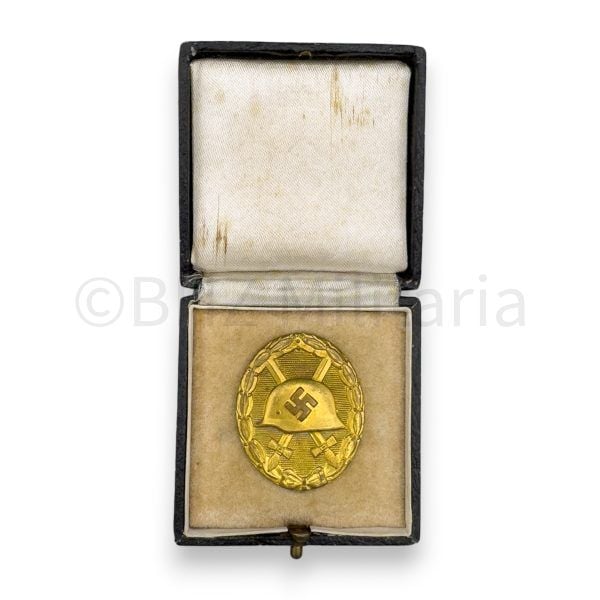 verwundetenabzeichen 1939 goud hauptmünzamt in doosje